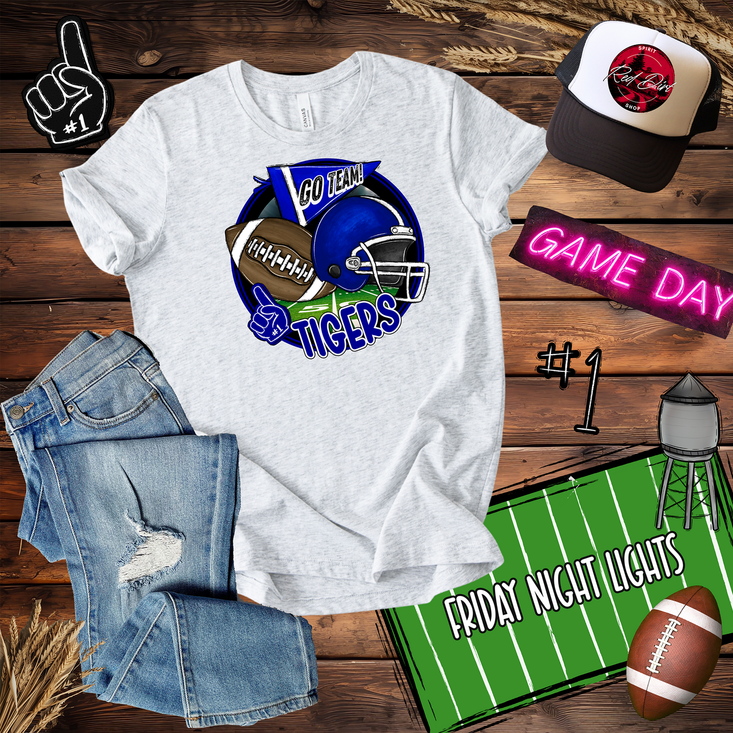 Tigers Football Spirit Design-Blue