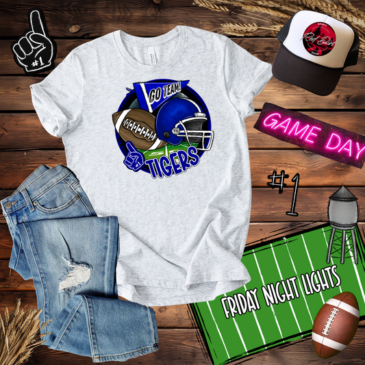 Tigers Football Spirit Design-Blue