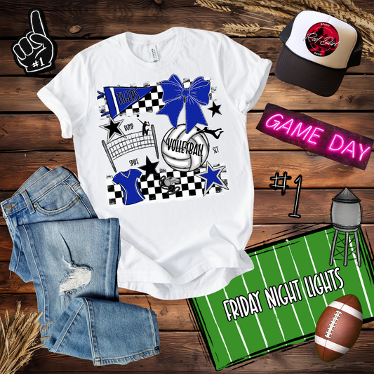 Tigers Checkered Volleyball Spirit Design