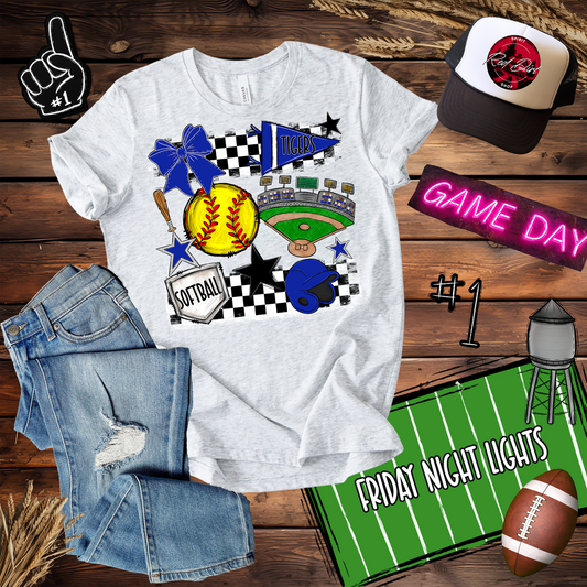 Tigers Softball Checkers Spirit Design
