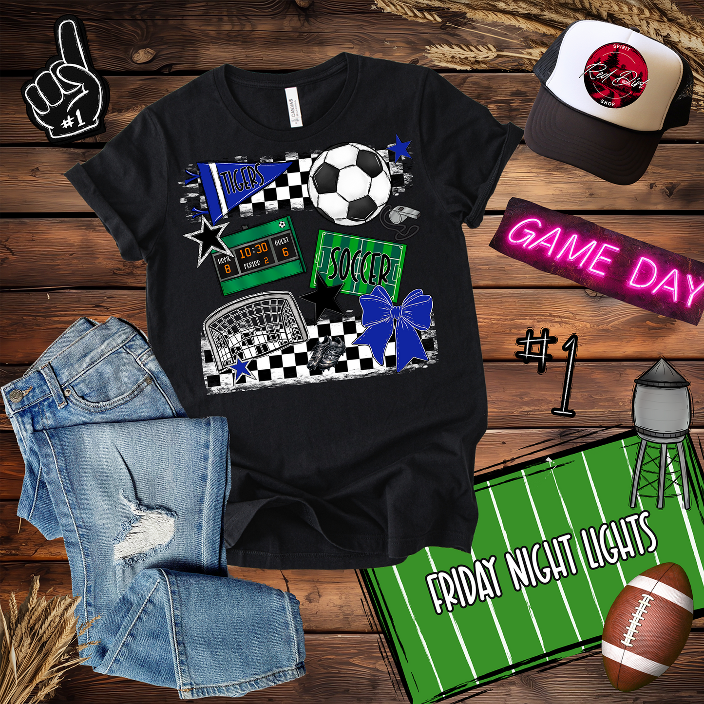 Tigers Soccer Checkers Spirit Design