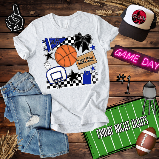 Tigers Basketball Checkers Spirit Design