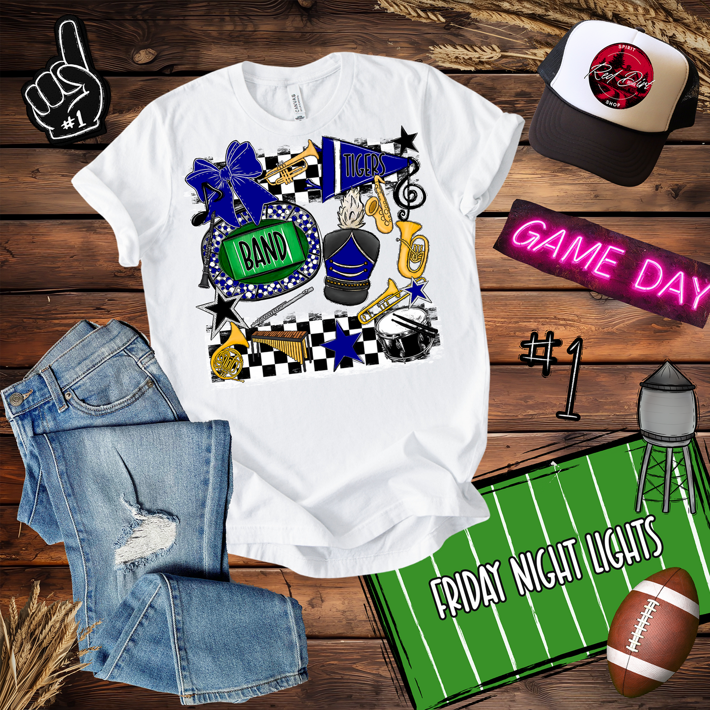 Tigers Band Checkers Spirit Design