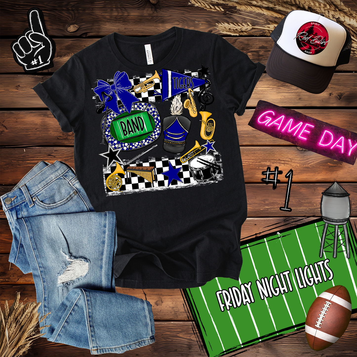 Tigers Band Checkers Spirit Design