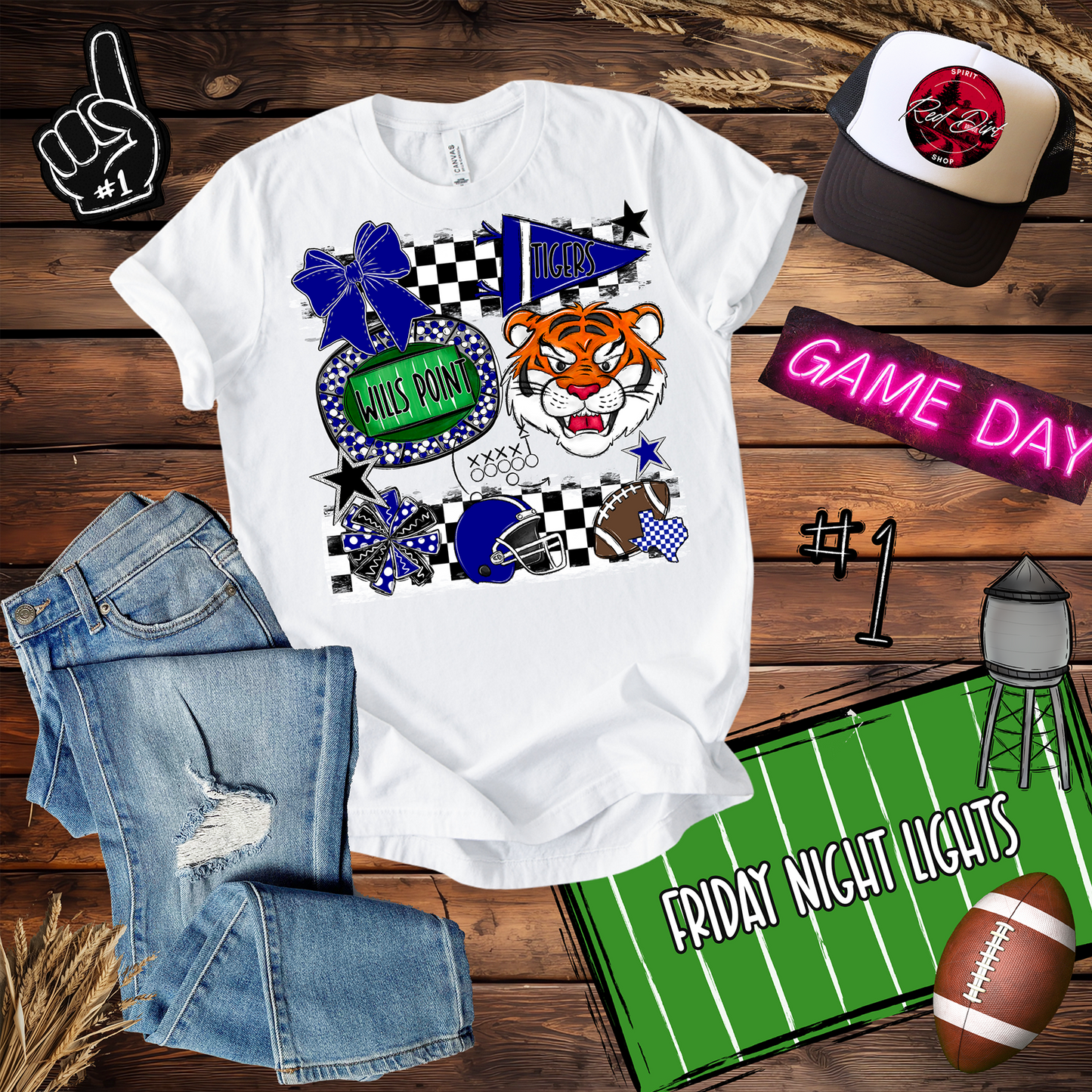 Wills Point Tigers Checkers Spirit Design