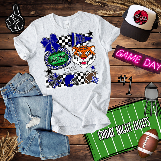 Wills Point Tigers Checkers Spirit Design