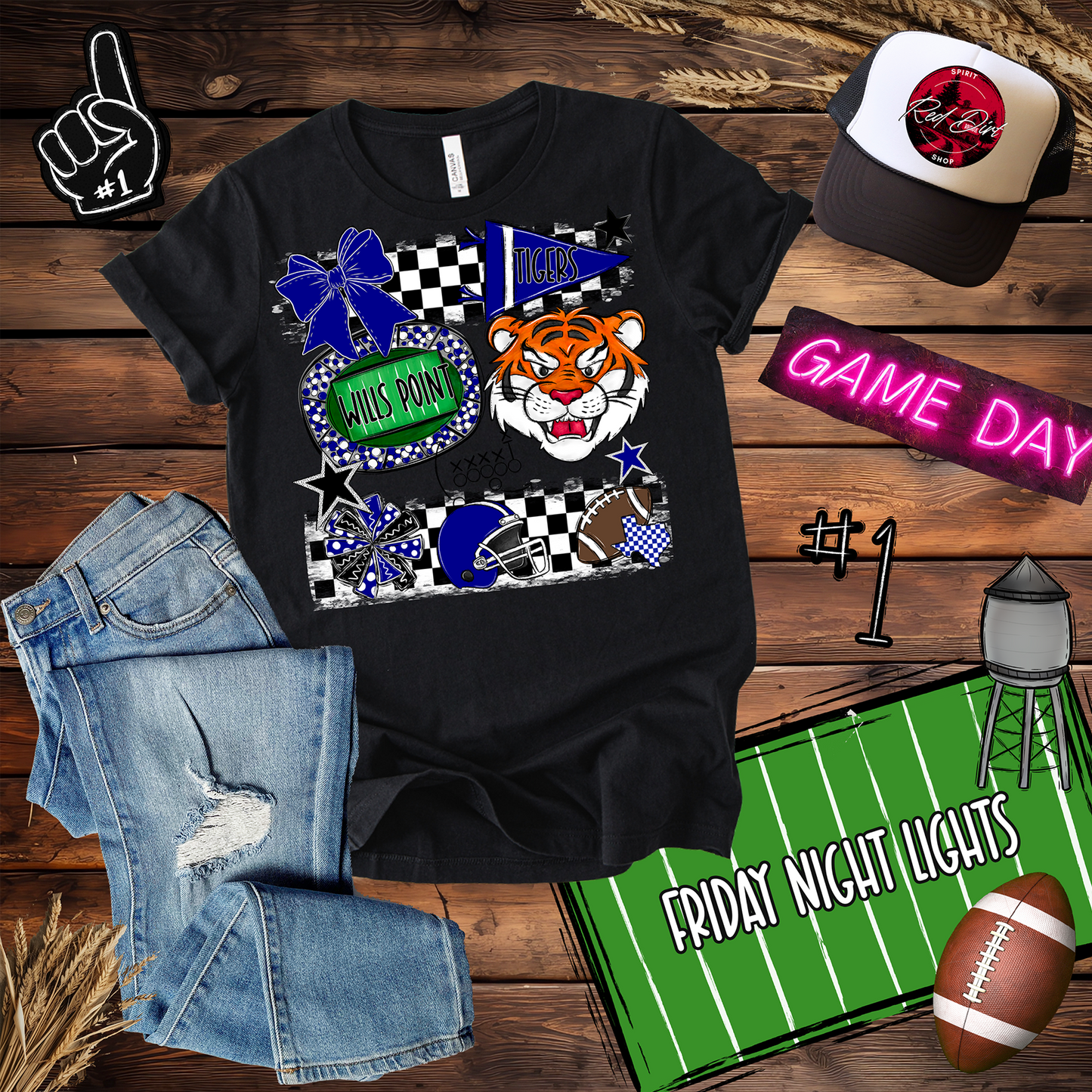 Wills Point Tigers Checkers Spirit Design