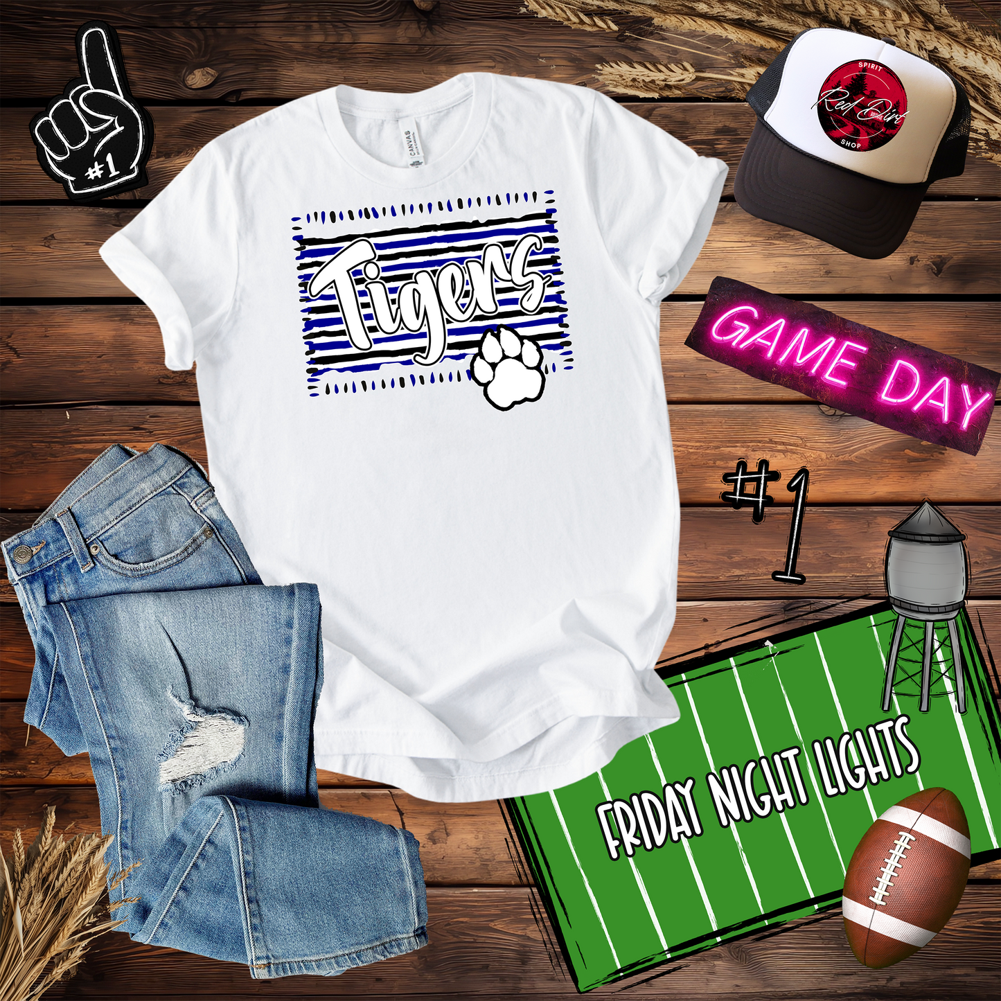 Tiger Paw Lines-Blue