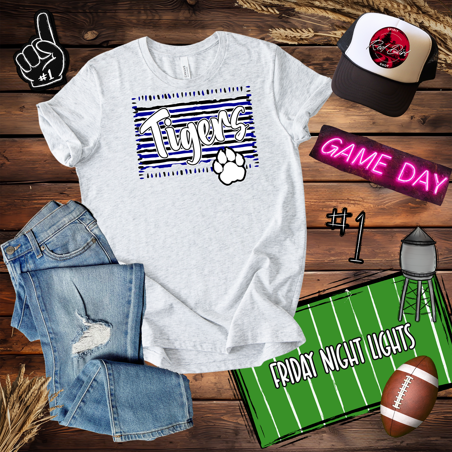 Tiger Paw Lines-Blue