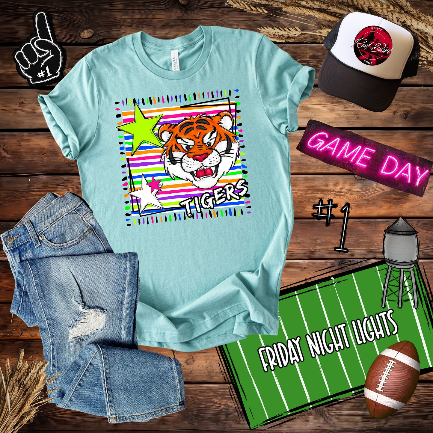 Tigers Neon Mascot Spirit Design