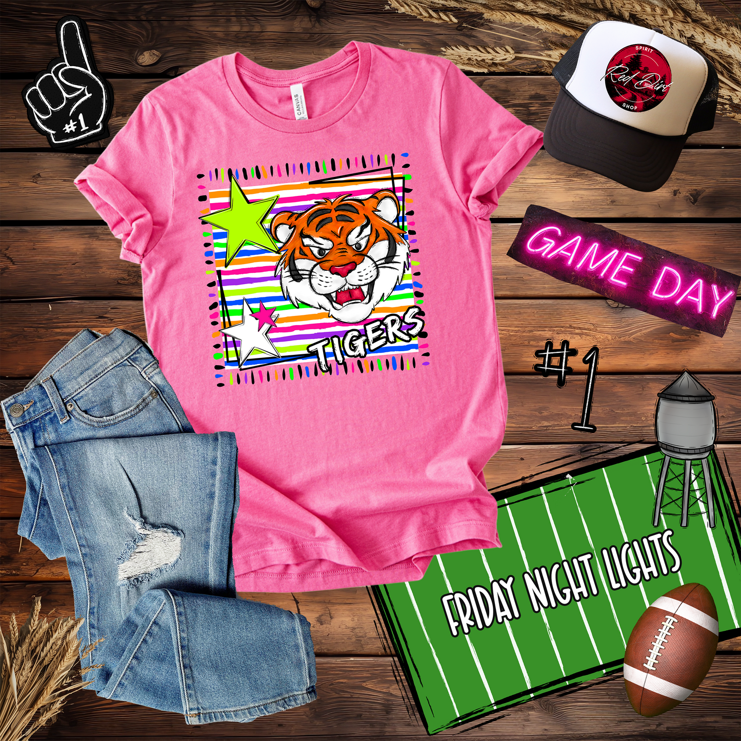 Tigers Neon Mascot Spirit Design