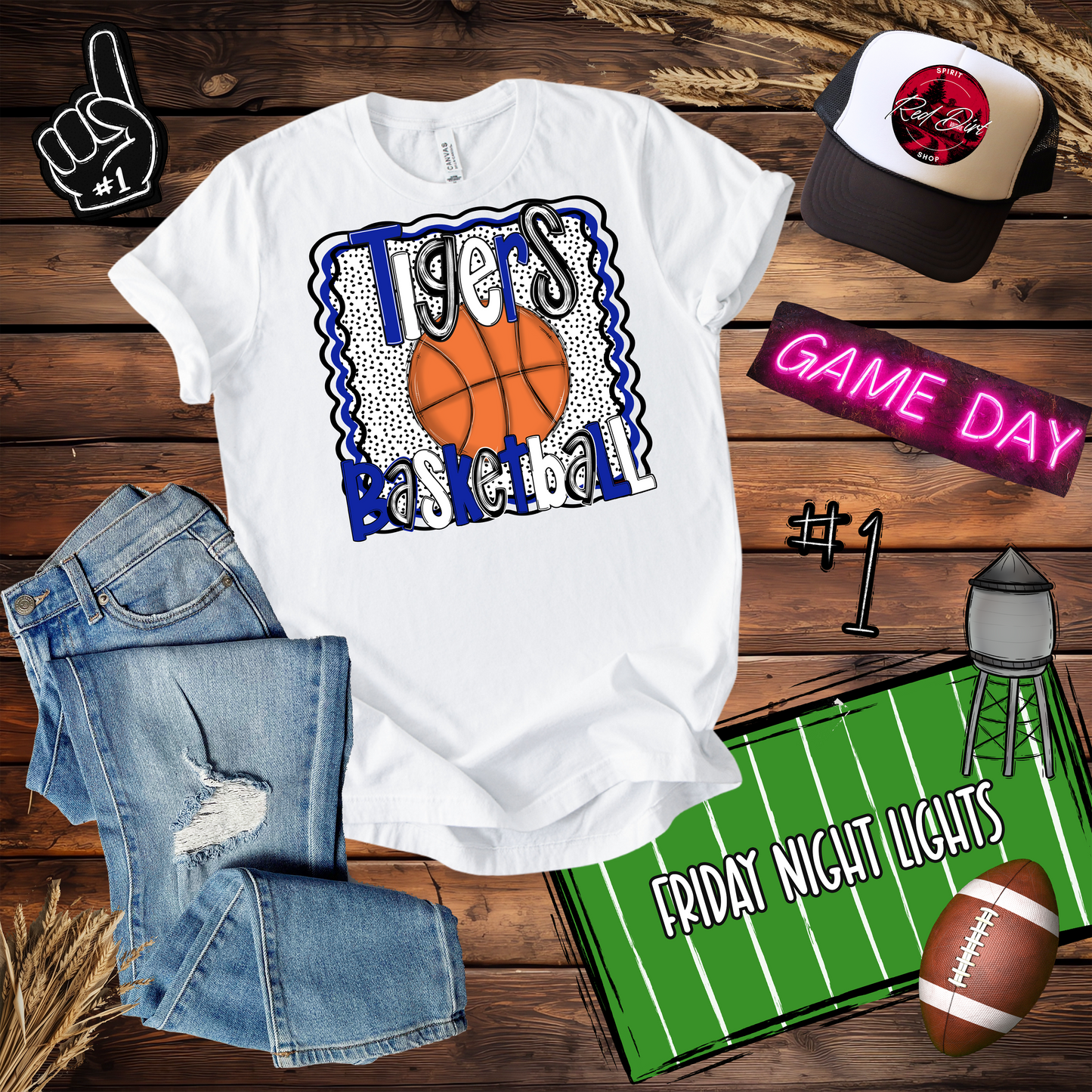 Tigers Basketball Dots Design