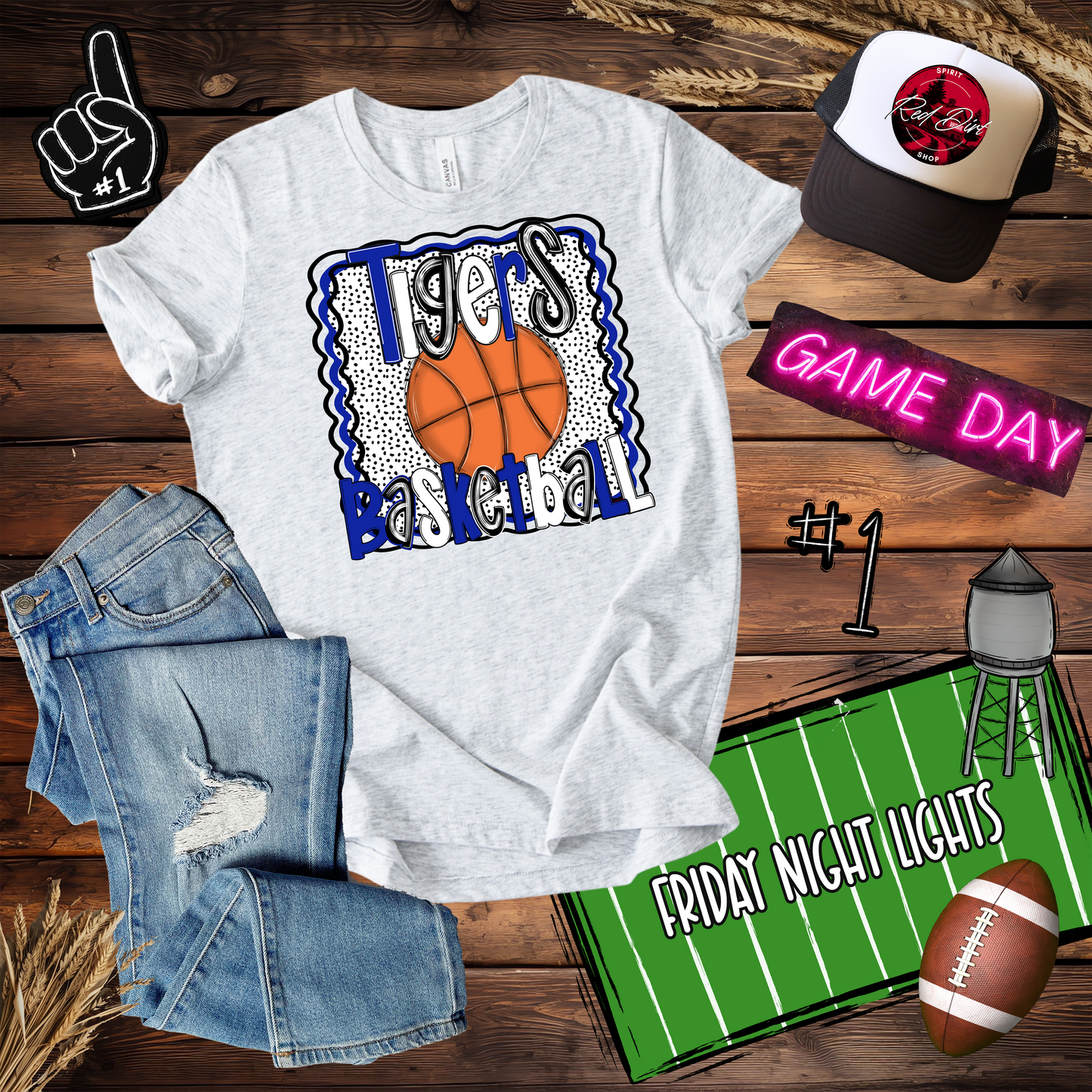 Tigers Basketball Dots Design