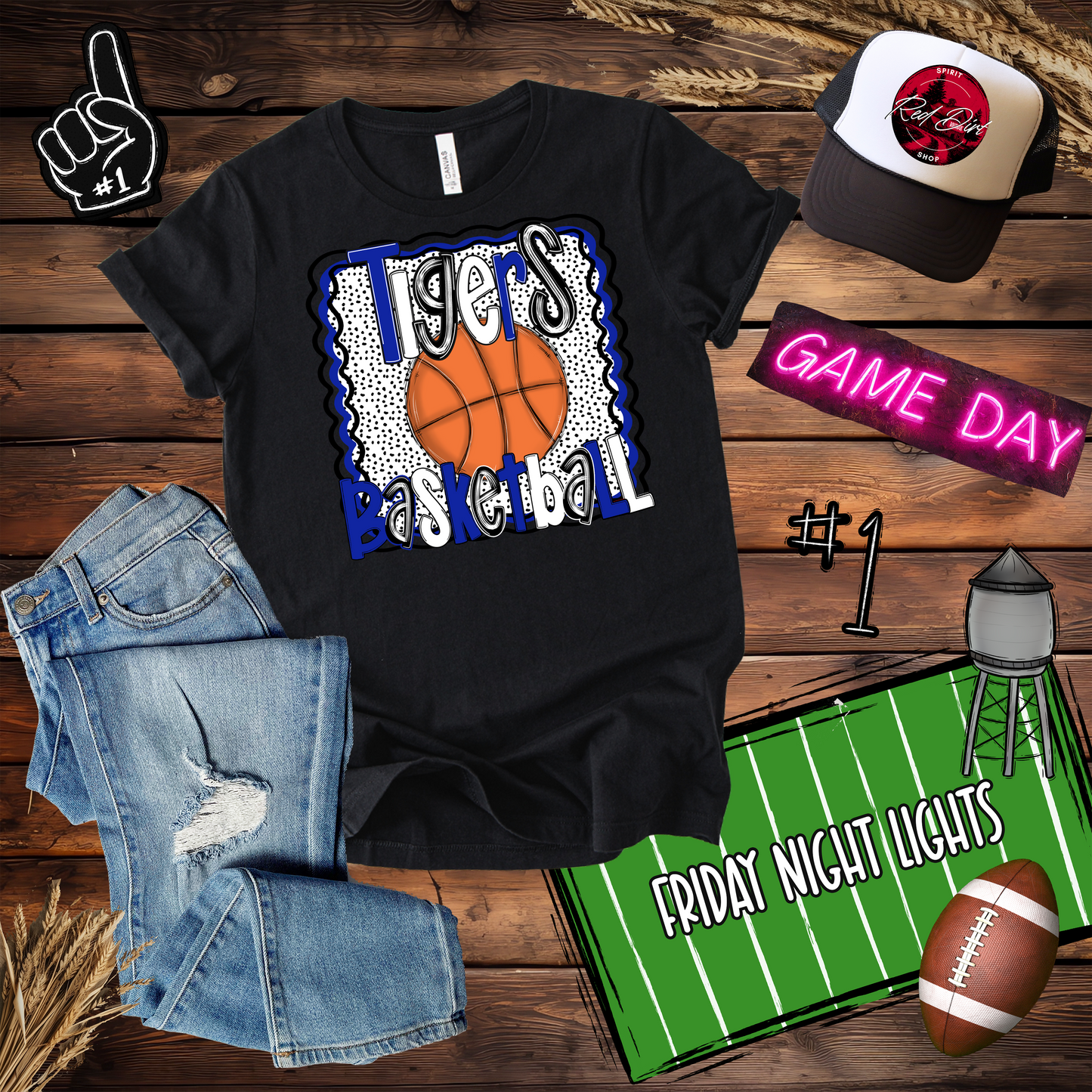 Tigers Basketball Dots Design