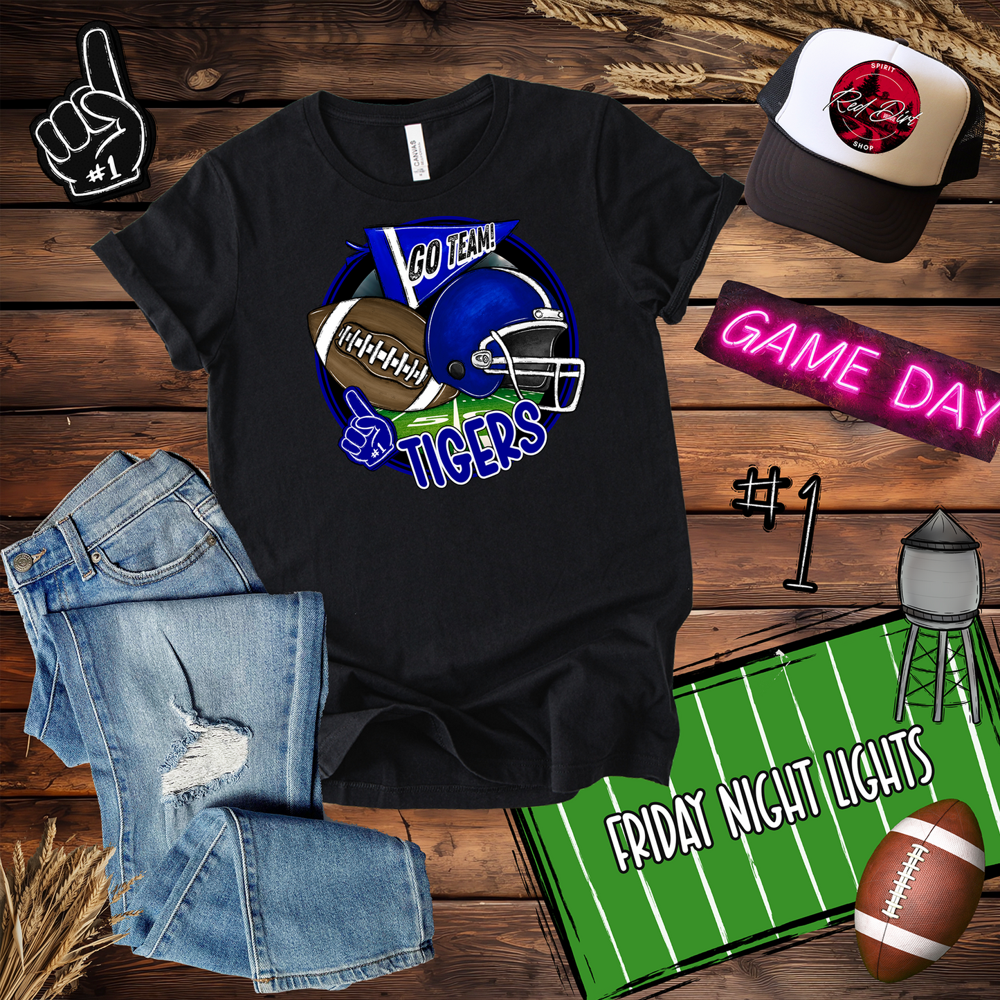 Tigers Football Spirit Design-Blue