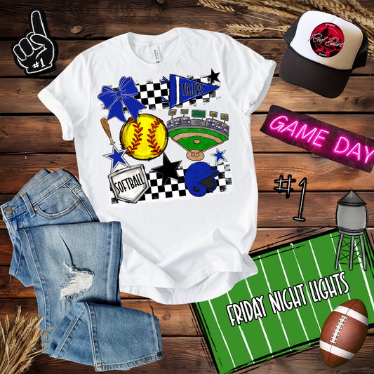 Tigers Softball Checkers Spirit Design