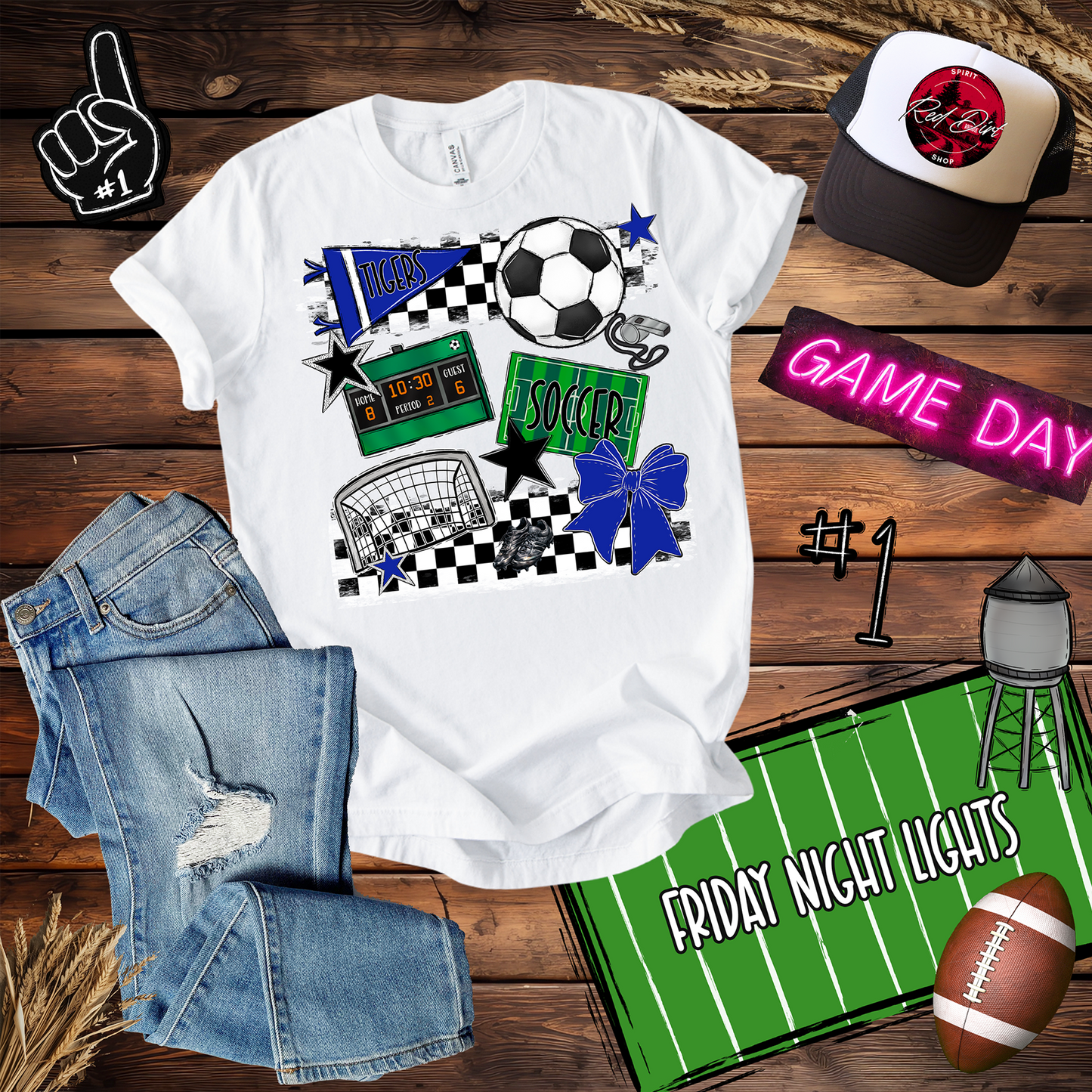 Tigers Soccer Checkers Spirit Design
