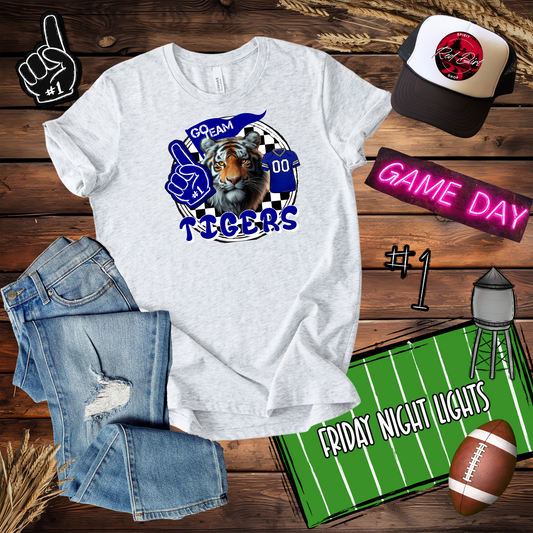 Tigers Mascot Circle Spirit Design Blue