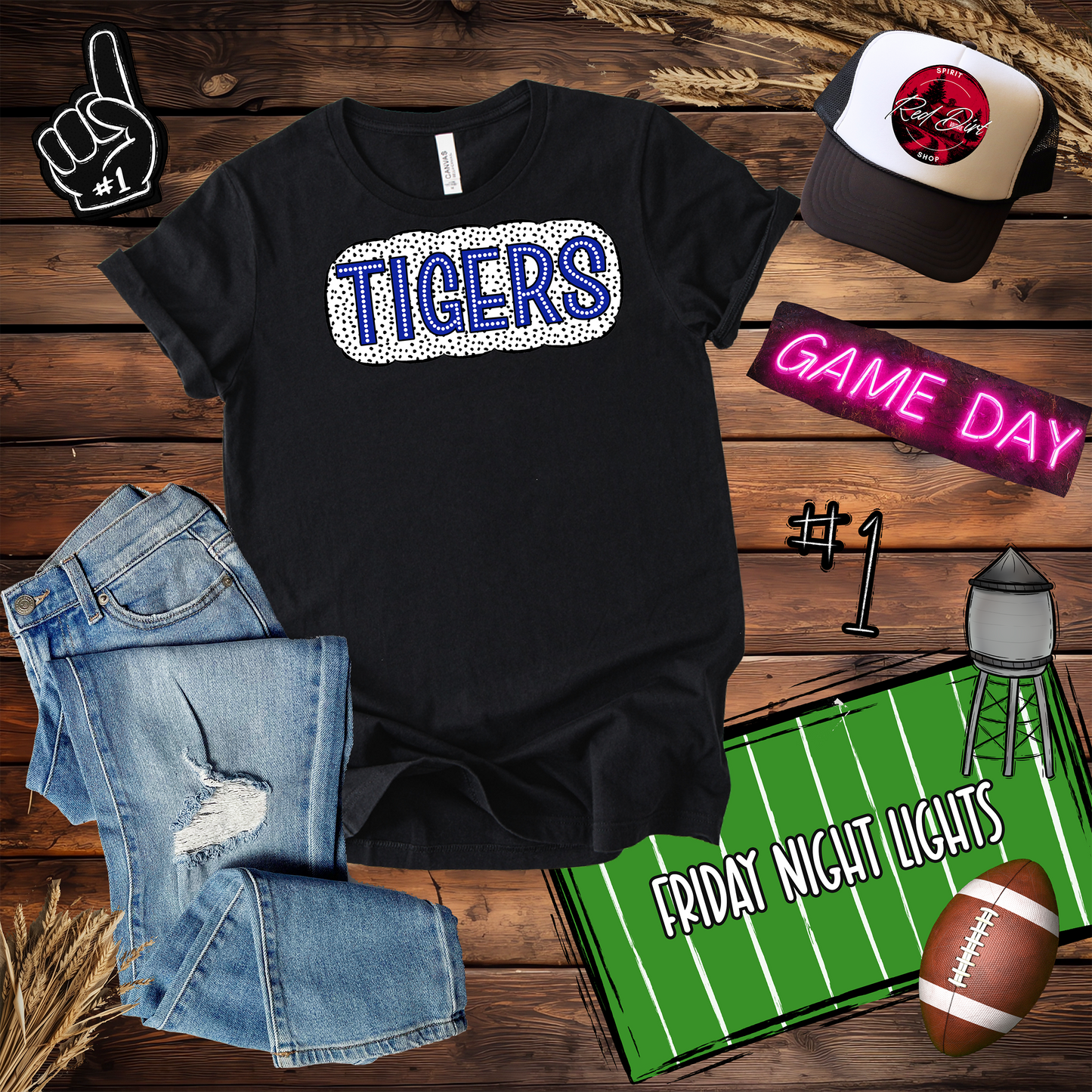 Tigers Dots Design-Blue