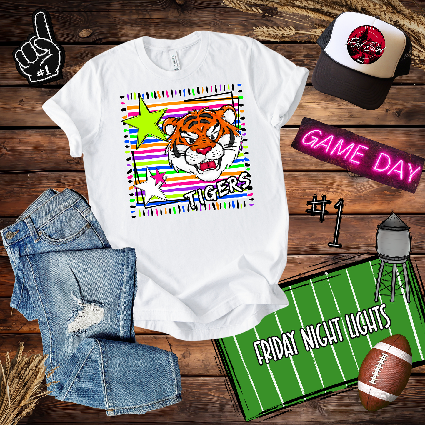 Tigers Neon Mascot Spirit Design