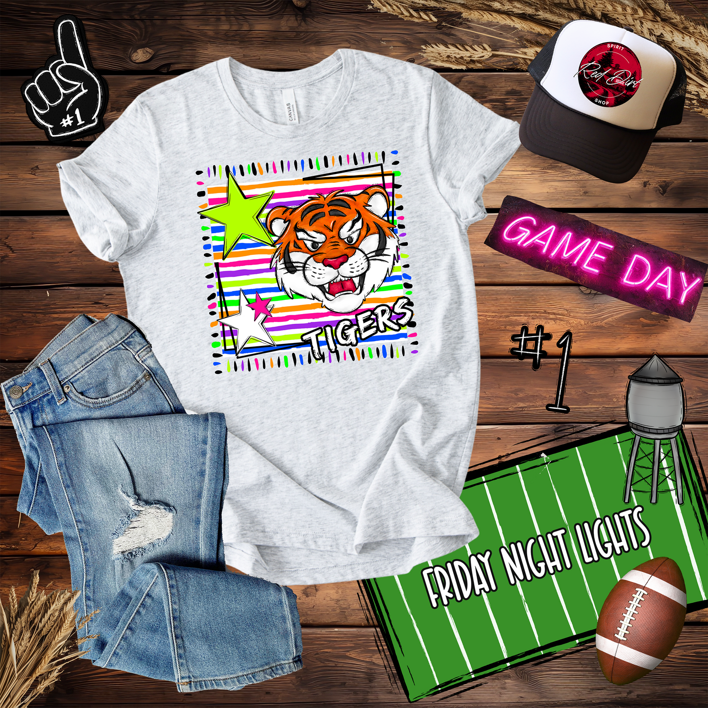 Tigers Neon Mascot Spirit Design