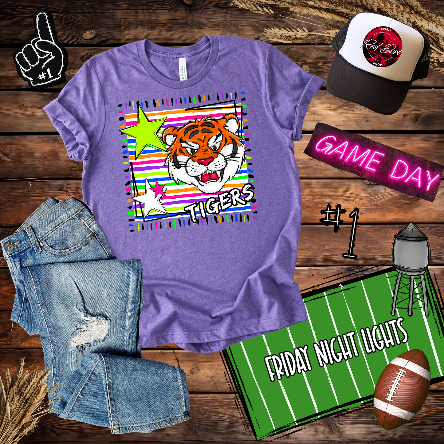 Tigers Neon Mascot Spirit Design