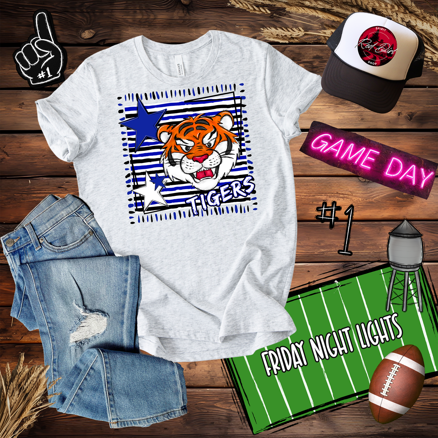 Tigers Mascot Spirit Design Blue