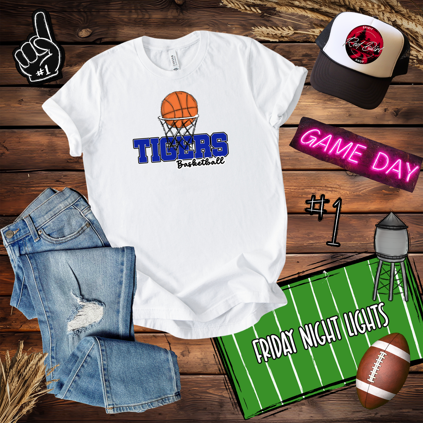 Tigers Basketball w/  Net Varsity Design