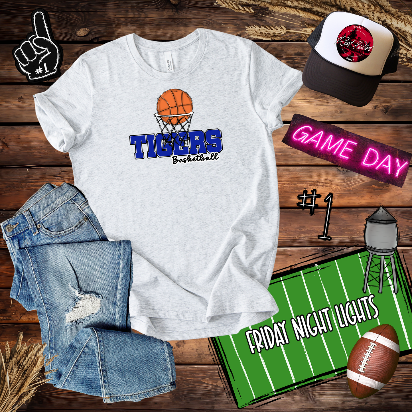 Tigers Basketball w/  Net Varsity Design