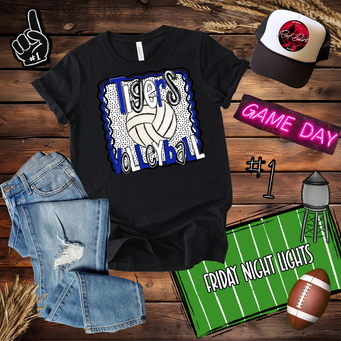 Tigers Volleyball Dots Design